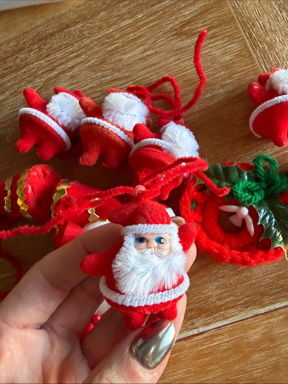 Vintage Santas, boot, bell